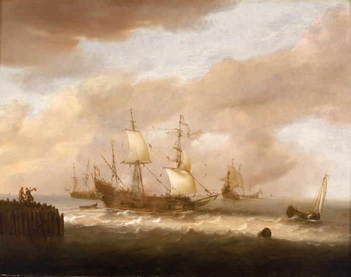Отплытие корабля Голландской Ост-Индской Компании. Картина Гендрика Стаатса (Hendrick Staets), между 1630-1660